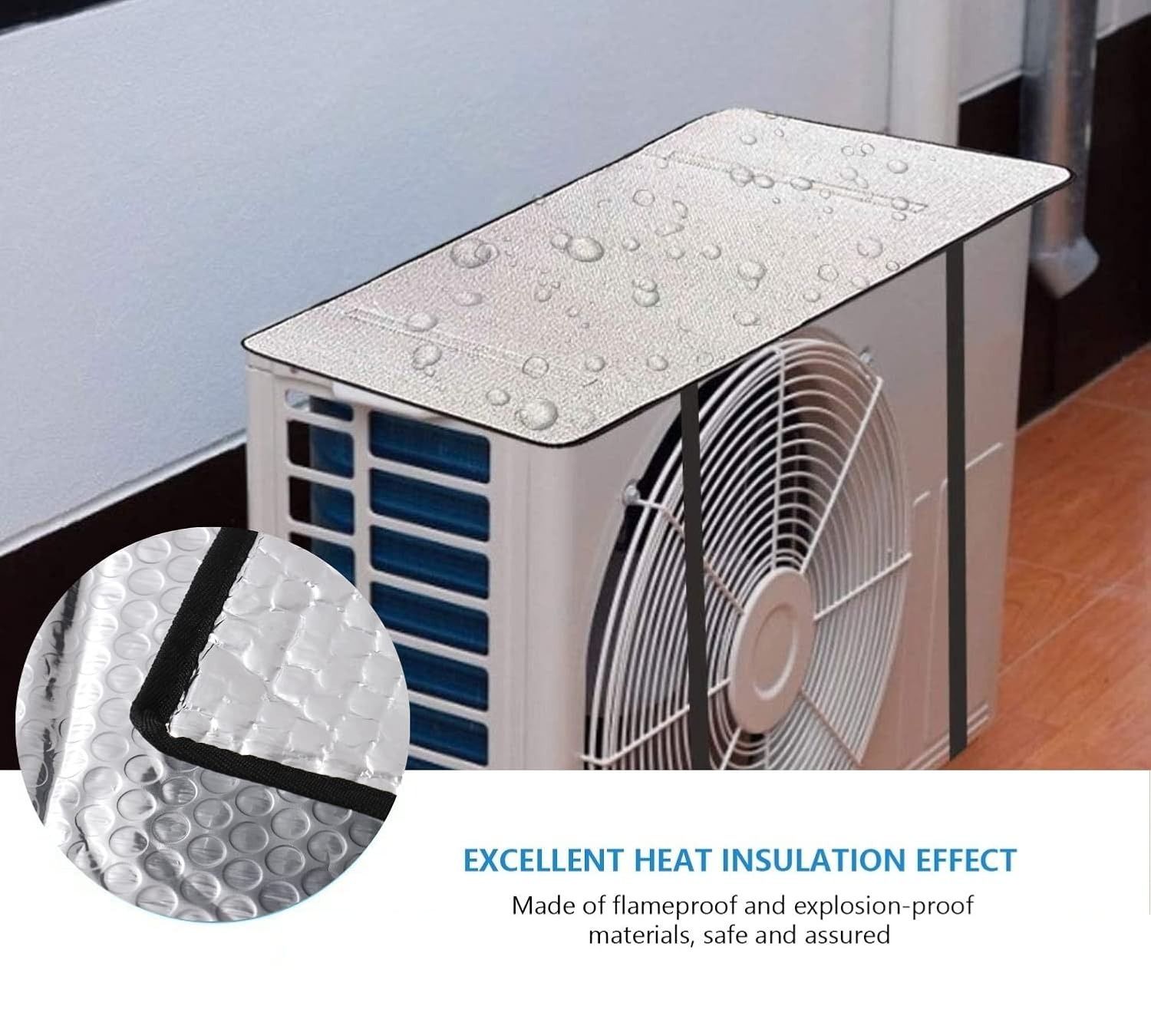 AC Outdoor Unit Sunshade Cover – Silver Foil Reflective Heat Shield & Dust Protector for Air Conditioner External Units | With Clip - Image 4