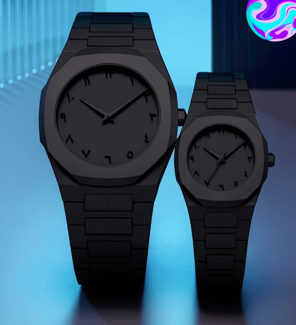 Black Aura Couple Watch – Elegant Matching Timepieces, Stylish Fashion Accessories for Men and Women-without box - Image 2