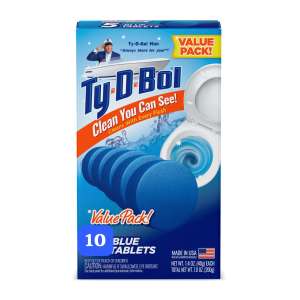 Ty-D-Bol In-Tank Blue Toilet Bowl Cleaner Tablets, Value Pack (10 Count) – Cleans, Deodorizes & Provides Continuous Blue Water Every Flush