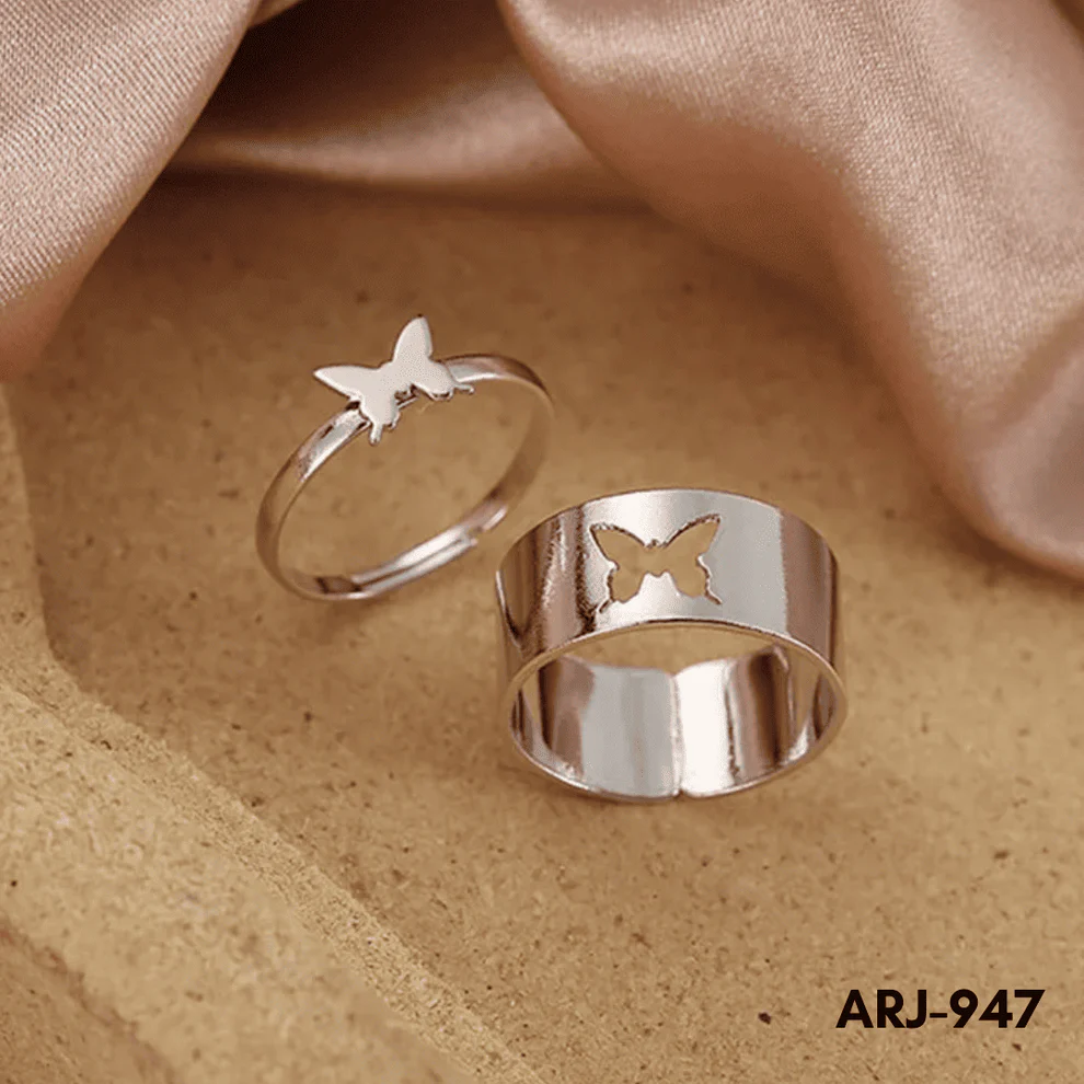 ARJ-947 Butterfly Couple Ring Elegant Stylish Durable Design Symbol Of Love And Commitment For Couples Adjustable Size - Image 4