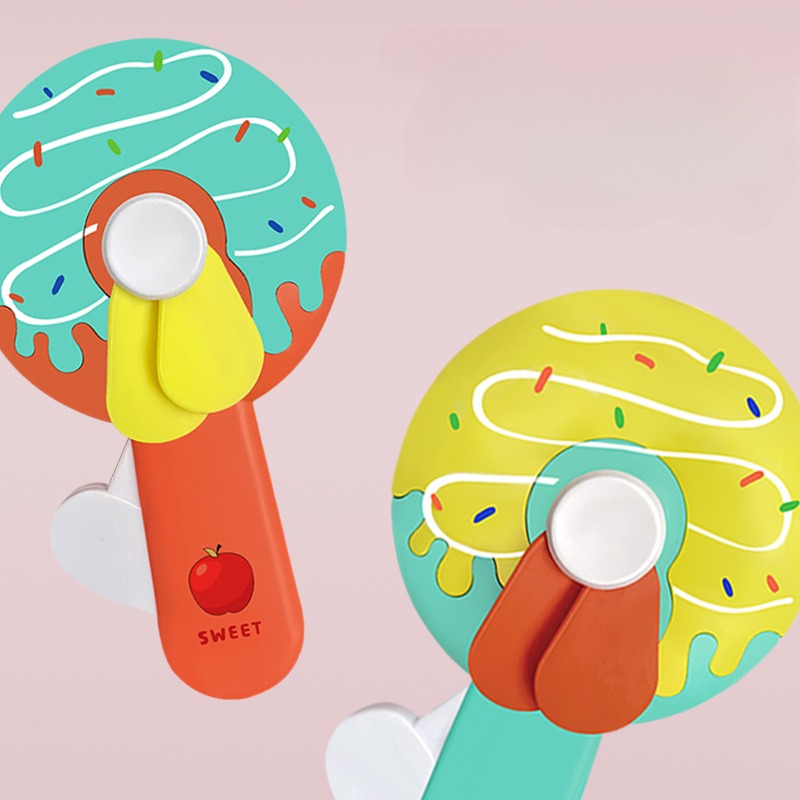 Donut Kid Fan – Cute Handheld Mini Fan for Kids | Portable Cartoon Fan for School, Travel & Outdoor Use (Random Color) - Image 3