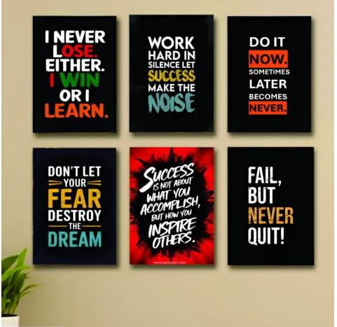 Set Of 6 Motivational Quotes Wooden Frames For Wall Decoration Sticky Photo Tiles With Double Tape Strong Build Elegant Finish Reliable Utility Compact Style Perfect Choice For Inspiration - Image 2
