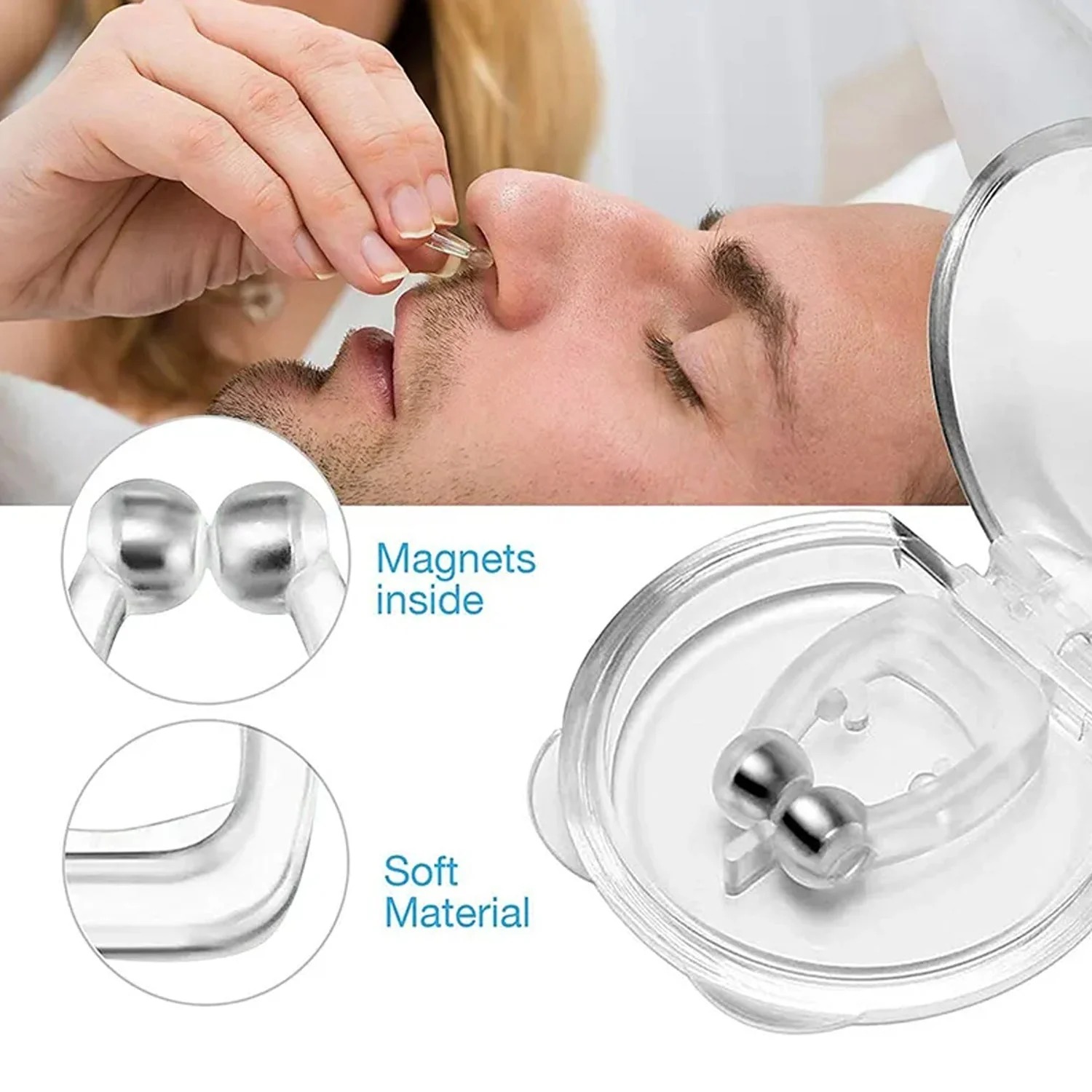 Silicone Magnet Nose Clip – Anti Snore Device for Sleeping, Best Quality, Pack of 4