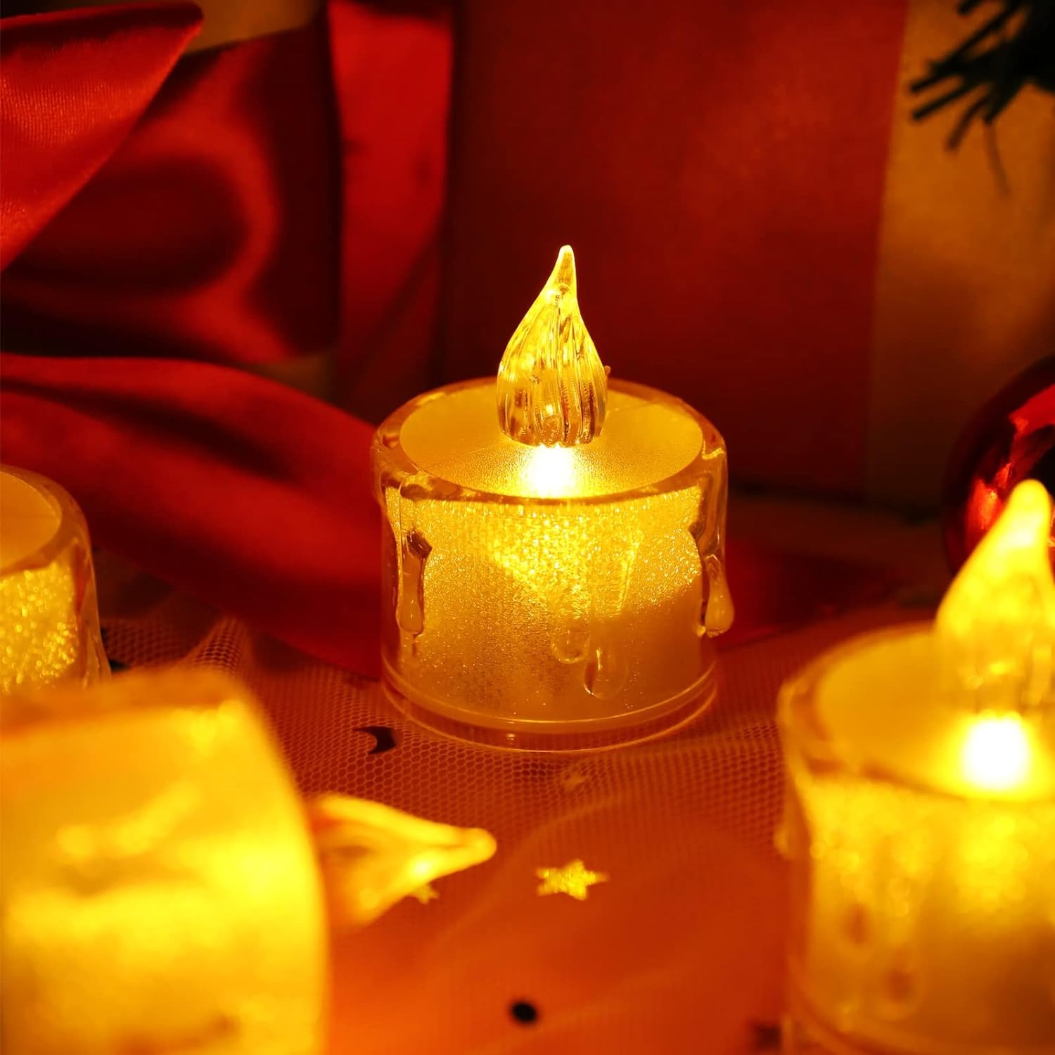 Flickering LED Flameless Tea Light Candles with Realistic Wax Drip (1 pcs) - Image 3
