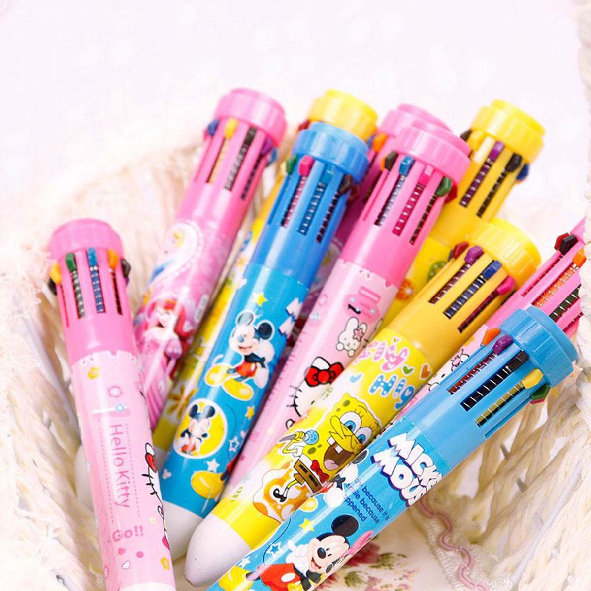 Multicolor 10 In 1 Cartoon Character Ballpoint Pen Random Colour Beautiful Attracted Colors Gift Item For Kids Great Writing Experience Office Use - Image 4