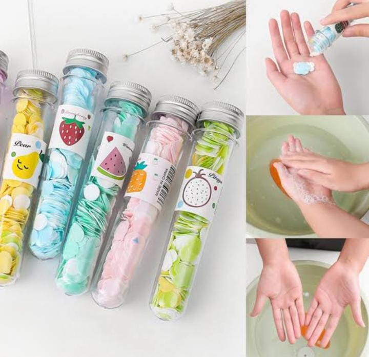 100 PCS Disposable Flower Paper Soap With Portable Tube Bottle – Multi-Color Travel Soap Sheets For Hand Washing, Camping, And Outdoor Use ( Random Color ) - Image 3