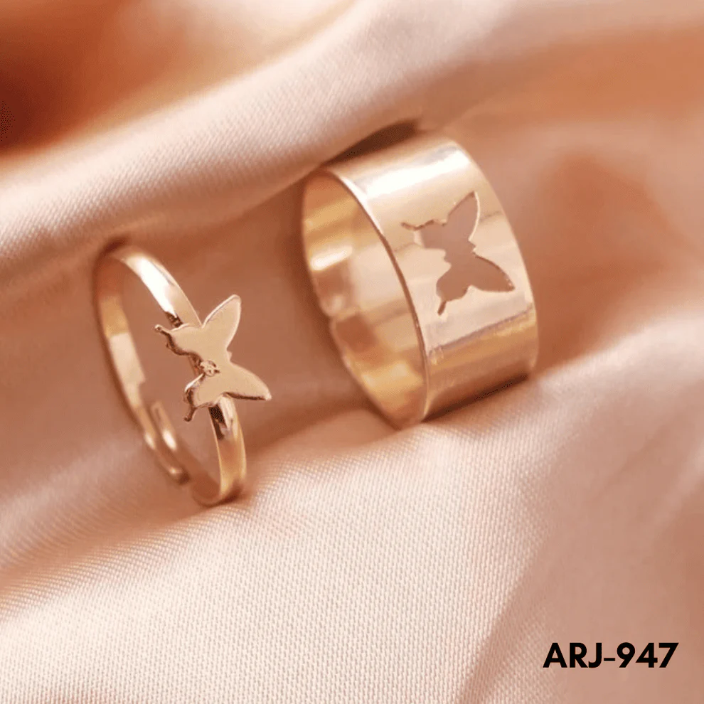 ARJ-947 Butterfly Couple Ring Elegant Stylish Durable Design Symbol Of Love And Commitment For Couples Adjustable Size - Image 3