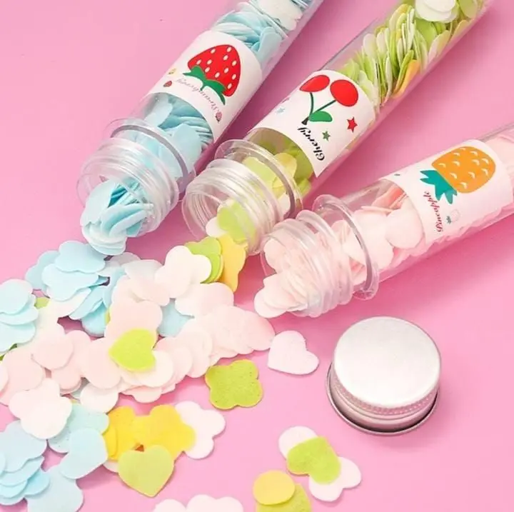 100 PCS Disposable Flower Paper Soap With Portable Tube Bottle – Multi-Color Travel Soap Sheets For Hand Washing, Camping, And Outdoor Use ( Random Color ) - Image 2
