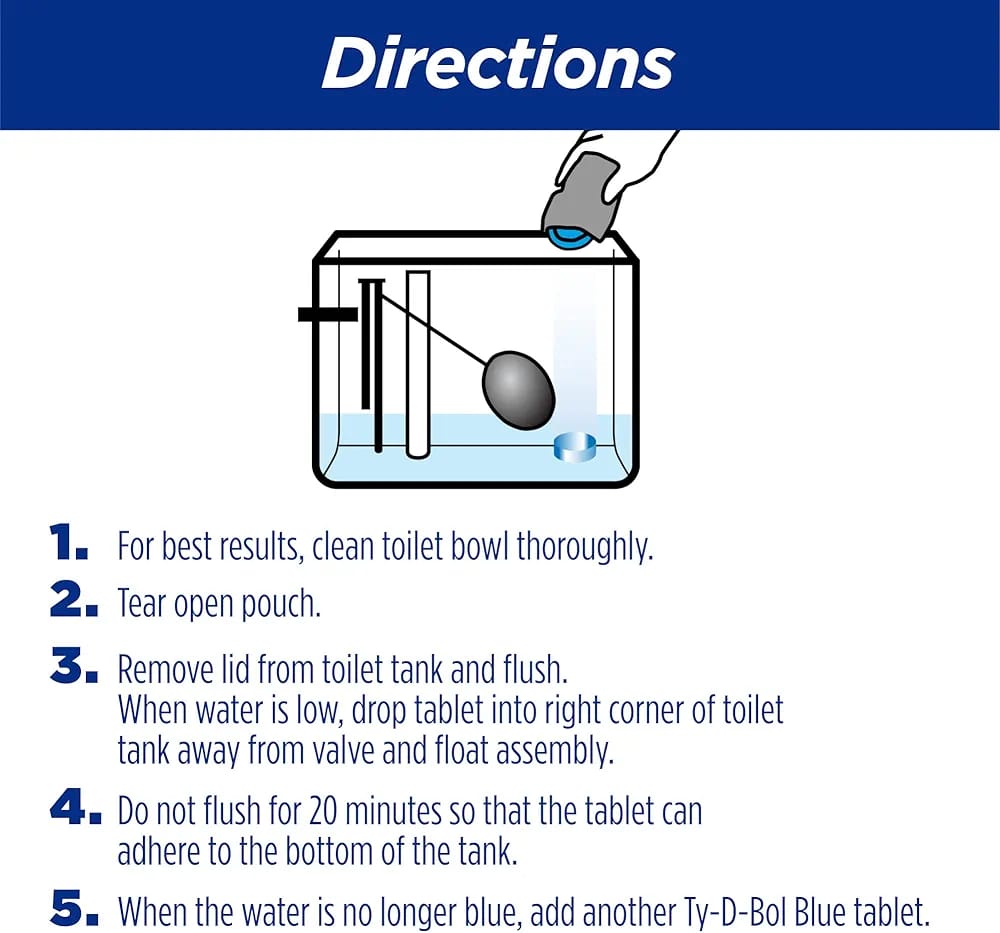 Ty-D-Bol In-Tank Blue Toilet Bowl Cleaner Tablets, Value Pack (10 Count) – Cleans, Deodorizes & Provides Continuous Blue Water Every Flush - Image 3