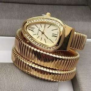 Triple‑Wrap Snake Watch | Diamond‑Set Bezel | Luxury Fashion Accessory