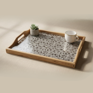 Premium Wood & Acrylic Serving Tray – Elegant Decorative Tray for Serving, Coffee Table & Home Décor (Multiple Sizes)