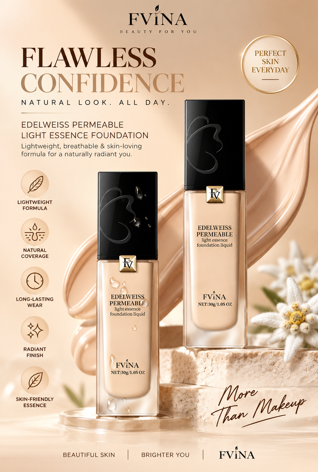1 PCs FV Edelweiss Permeable Light Essence Foundation Liquid - Image 6