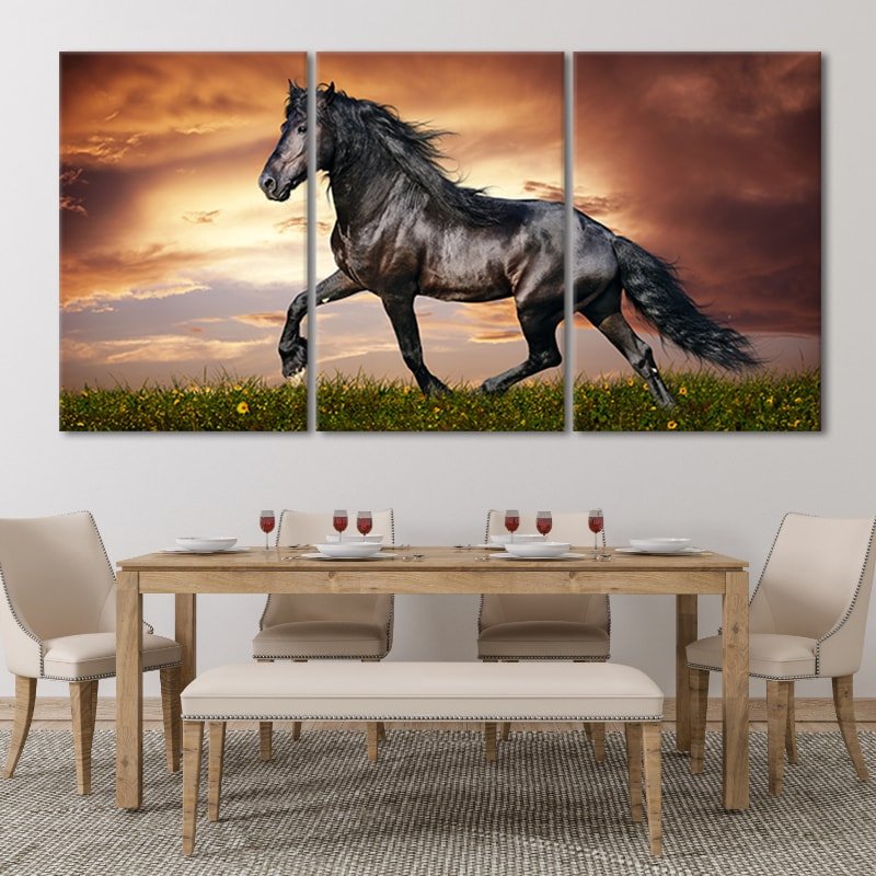 3 Pc Black Horse Wall Décor Photo Tiles | Elegant Design | Self‑Adhesive Double Tape | Size 8x11 | Premium Finish - Image 2