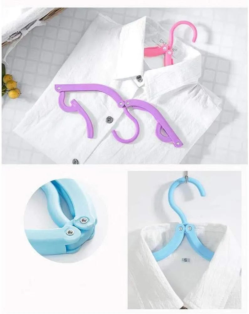 Portable Folding Clothes Hangers with Slots – Pack of 10 Durable Travel-Friendly Hangers. ( Random Colour ) - Image 5