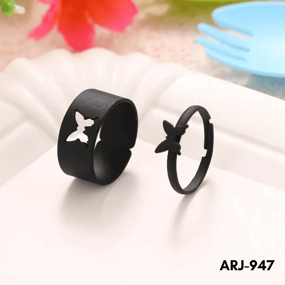 ARJ-947 Butterfly Couple Ring Elegant Stylish Durable Design Symbol Of Love And Commitment For Couples Adjustable Size - Image 2