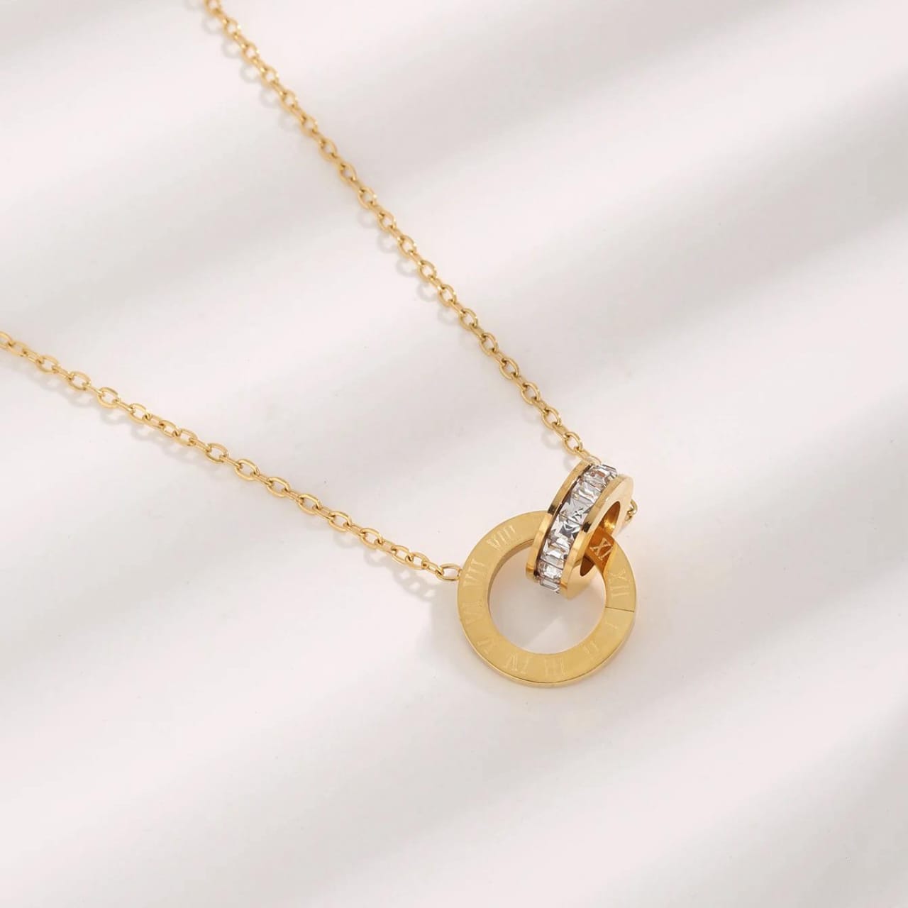 QCT-175 Roman Circle Stainless Steel Necklace – Elegant Jewellery, Stylish Accessory for Women - Image 2
