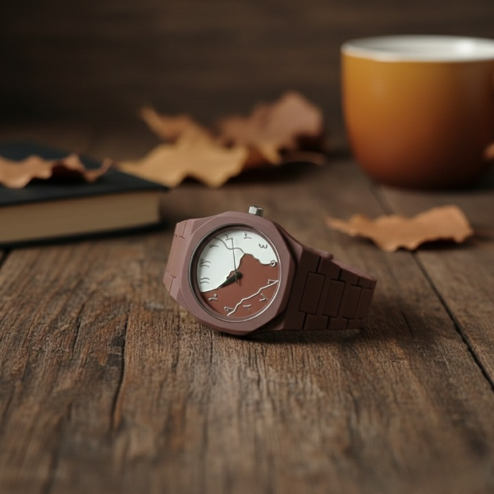 Brown And White Aura Watch Elegant Stylish Design Durable Build Comfortable Strap Clear Display Perfect For Daily Wear And Special Occasions - Image 2