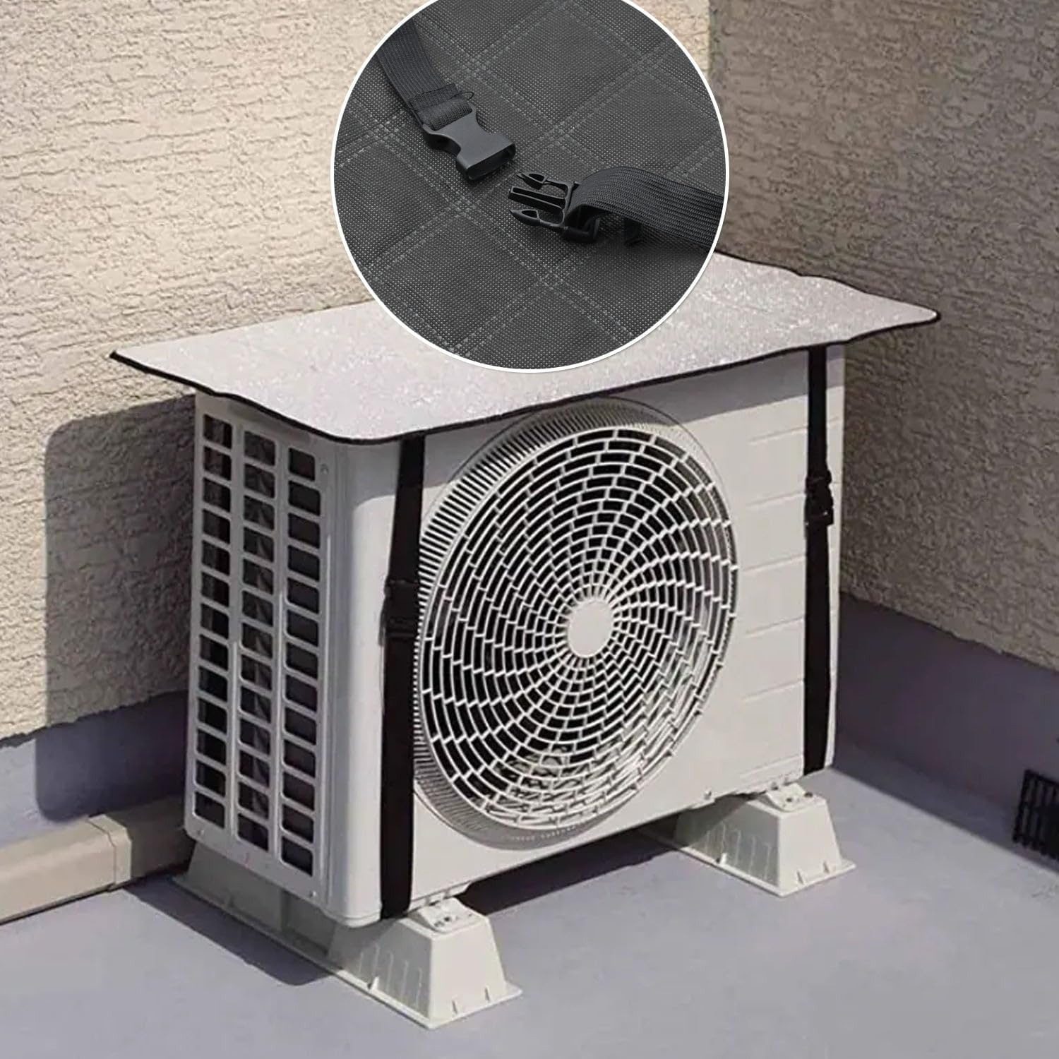 AC Outdoor Unit Sunshade Cover – Silver Foil Reflective Heat Shield & Dust Protector for Air Conditioner External Units | With Clip - Image 3