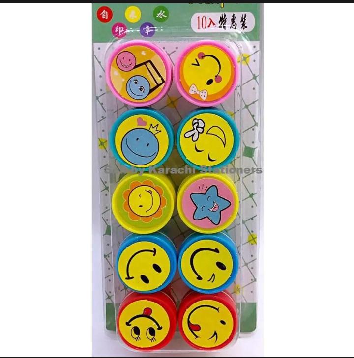 Pack of 10 - Cute Emoji Stamp Set Kids Arts And Crafts Stamper - Stationery Accessory Designed For Creative Stamping And Daily Craft Routine (Random Emojis) - Image 5