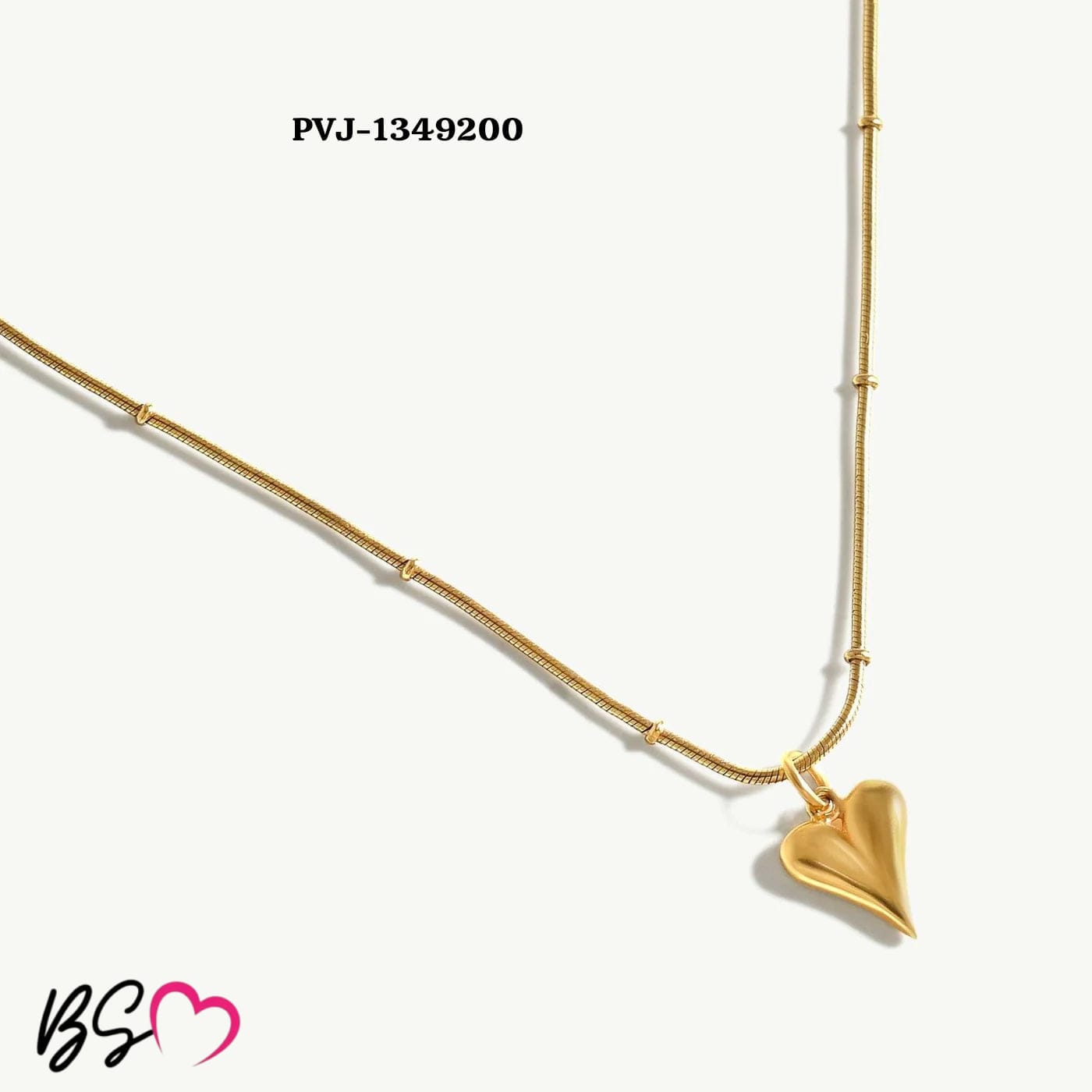 Ball Chain Heart Korean Pendant – Elegant Golden Necklace - Sku pVj-200 - Image 4