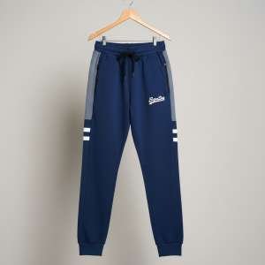 Super Dry Men’s Panel Trousers | Premium French Terry Fabric Joggers | Stylish Contrast Panel Slim-Fit Sweatpants for Gym & Casual Wear