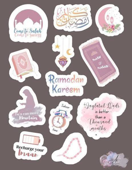 Ramadan Mubarak Sticker Pack – 12 Uncut Decorative Stickers - Image 2