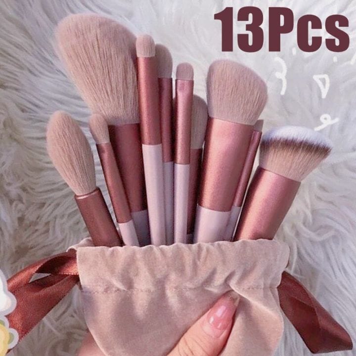 13 Piece Makeup Brush Set With Matching Storage Pouch Professional Soft Bristles For Blending Contouring And Daily Use | Random Color - Image 2