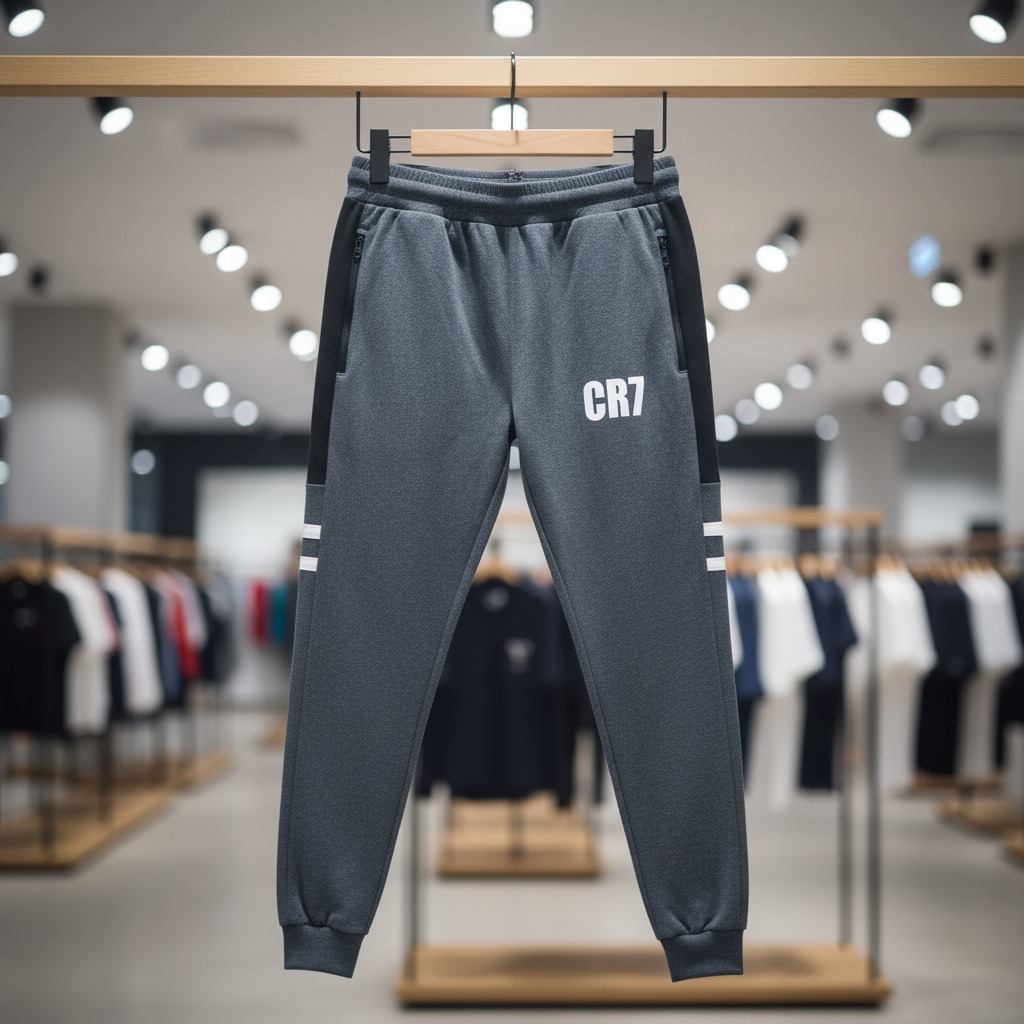 CR7 Zipper Trouser For Men French Terry Fabric Adjustable Waist 28 To 34 Inches Length 40 Inches - Image 4