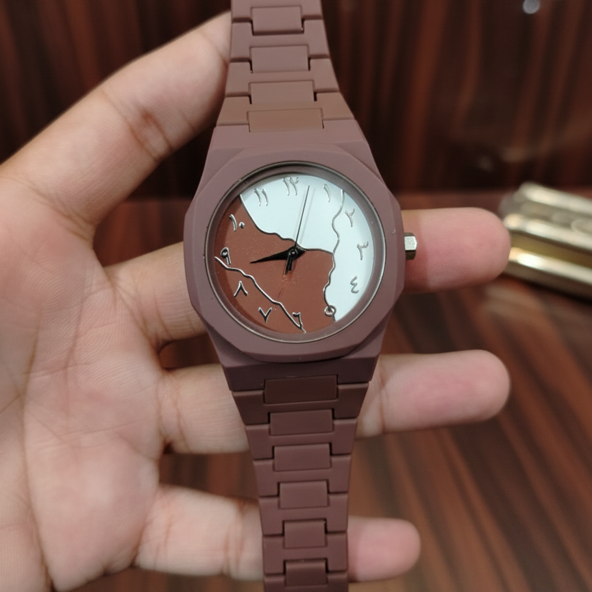 Brown And White Aura Watch Elegant Stylish Design Durable Build Comfortable Strap Clear Display Perfect For Daily Wear And Special Occasions - Image 4