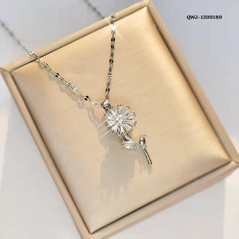 Flower Rotation Pendant Necklace – Golden | Premium China Quality | QWJ-189 - Image 3