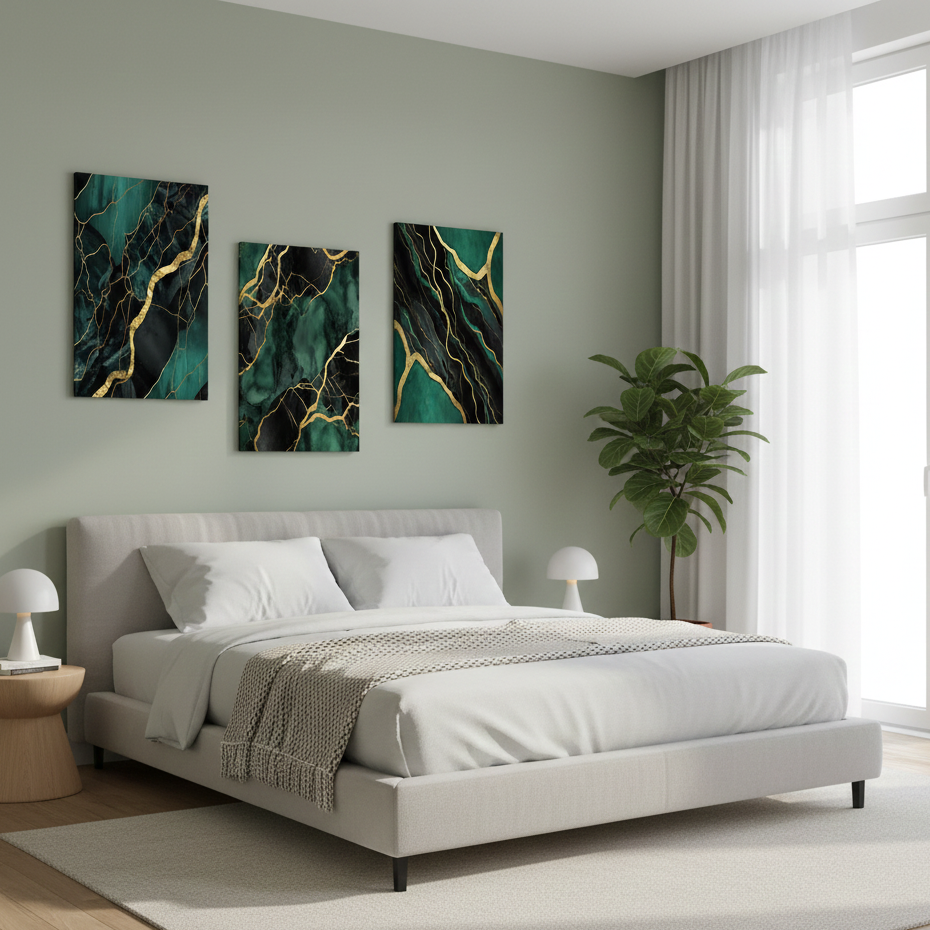 3 Pc Marble Design Phototiles Wall Art Set | Elegant Self‑Adhesive | Premium Smooth Finish | Size 8x11 - Image 2