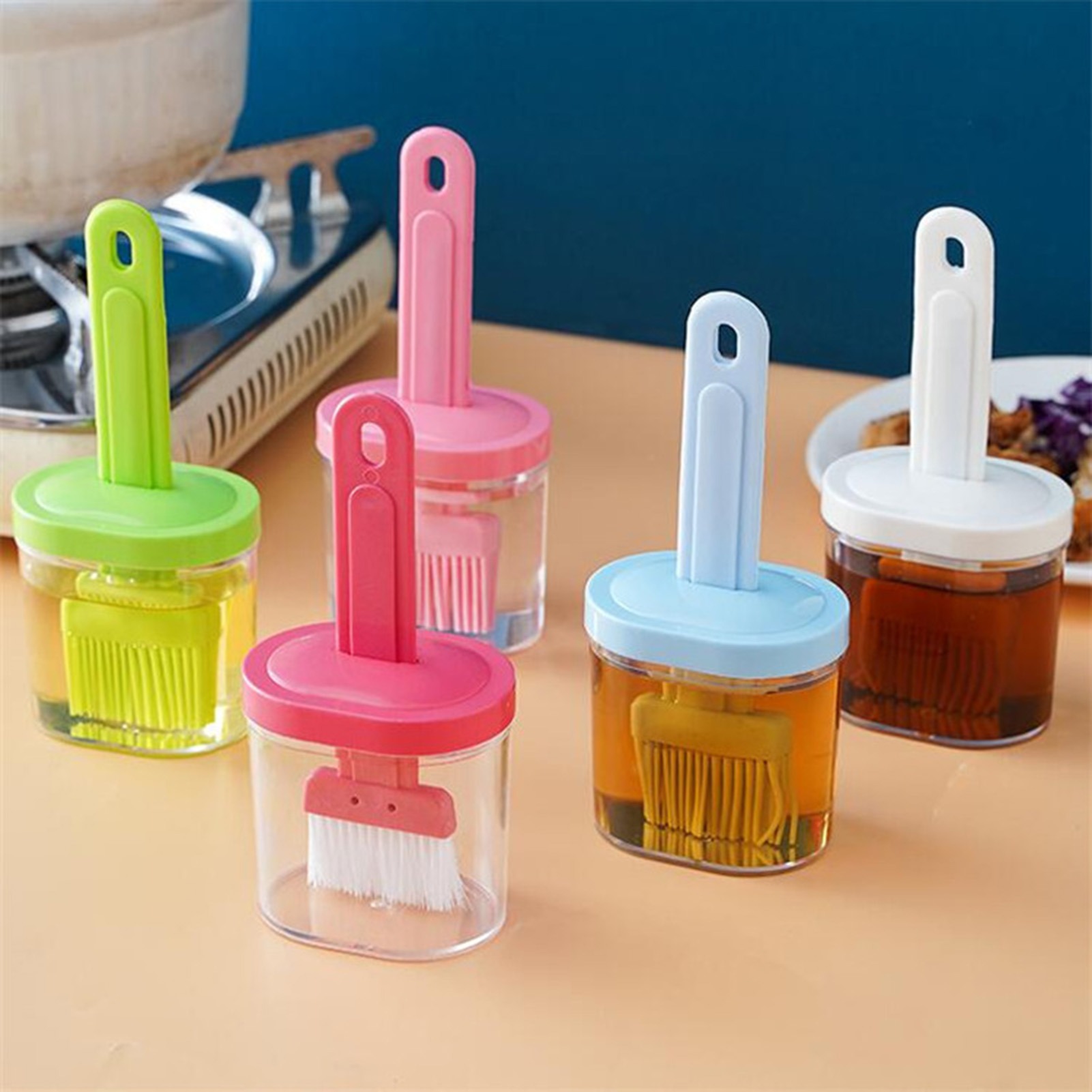 Oil Bottle with Silicone Brush – Durable Kitchen Tool for Easy Cooking and Baking Use.( Random Color) - Image 2