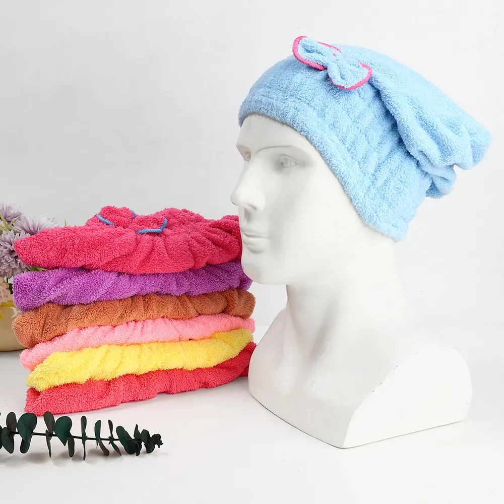 Soft Microfiber Flower Cap Towel for Women – Quick Dry Hair Wrap with Cute Bow Design, Super Absorbent Shower & Bath Turban for Smooth, Frizz-Free Hair (Random Color) - Image 3