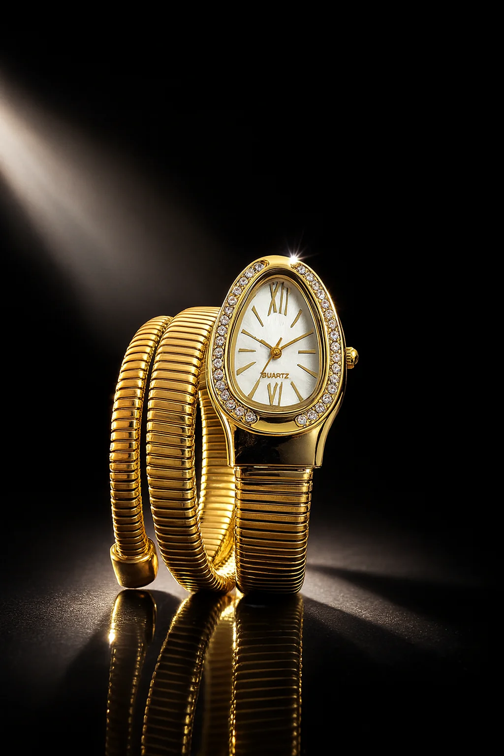 Triple‑Wrap Snake Watch | Diamond‑Set Bezel | Luxury Fashion Accessory - Image 6