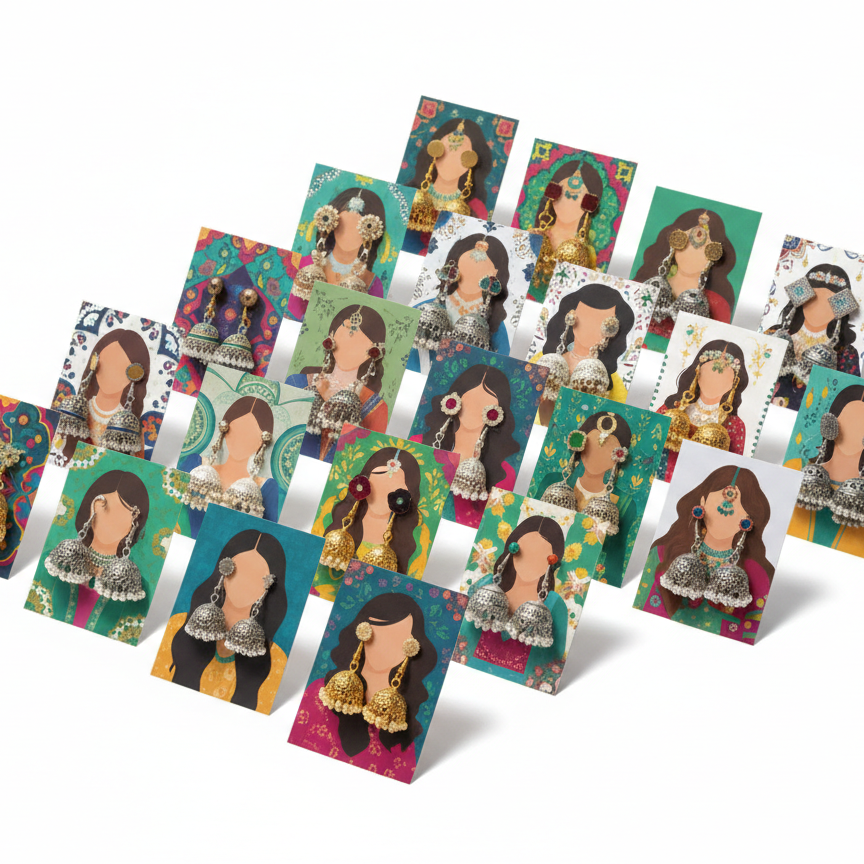 Earrings Eidi Cards – Pack of 27 Mini Festive Cards without Jewellery (Random Designs) - Image 3
