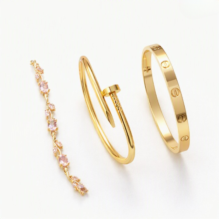 Pack of 3 Bracelets – Nail Cartier, Cartier & Tulip Bracelet Set - Image 2