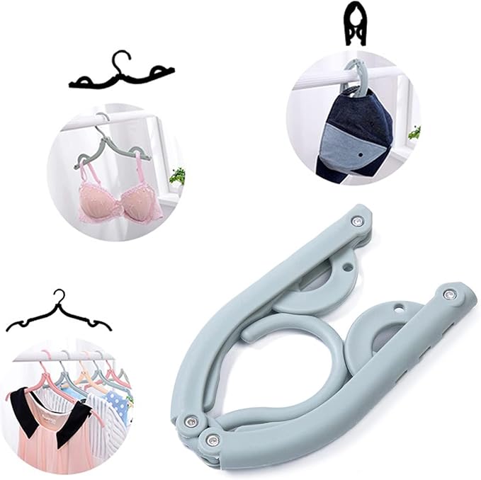 Portable Folding Clothes Hangers with Slots – Pack of 10 Durable Travel-Friendly Hangers. ( Random Colour ) - Image 2