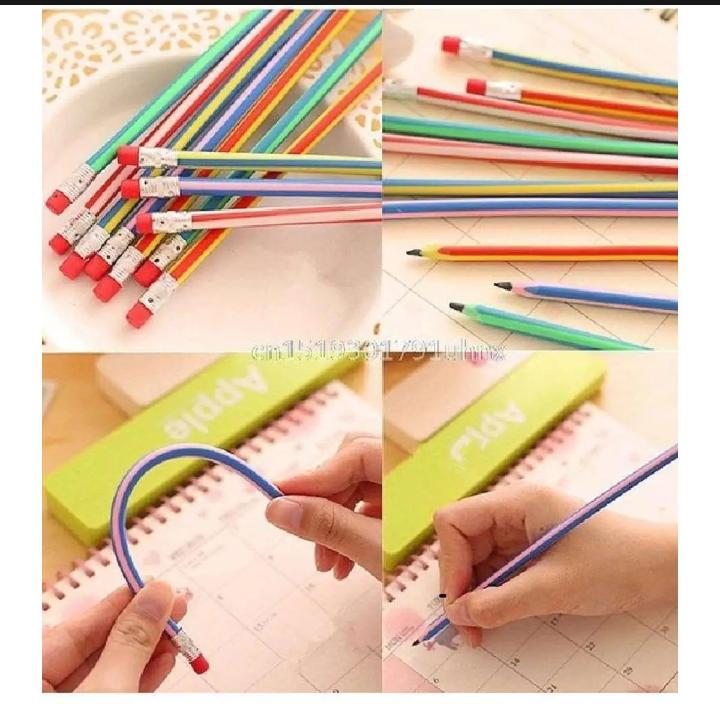 Bendy Flexible Soft Pencil With Eraser For Kids (Pack of 10)