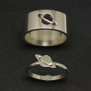 Planet Saturn Promise Couple Rings With Elegant Design And Symbolic Meaning For Special Bond Adjustable Size