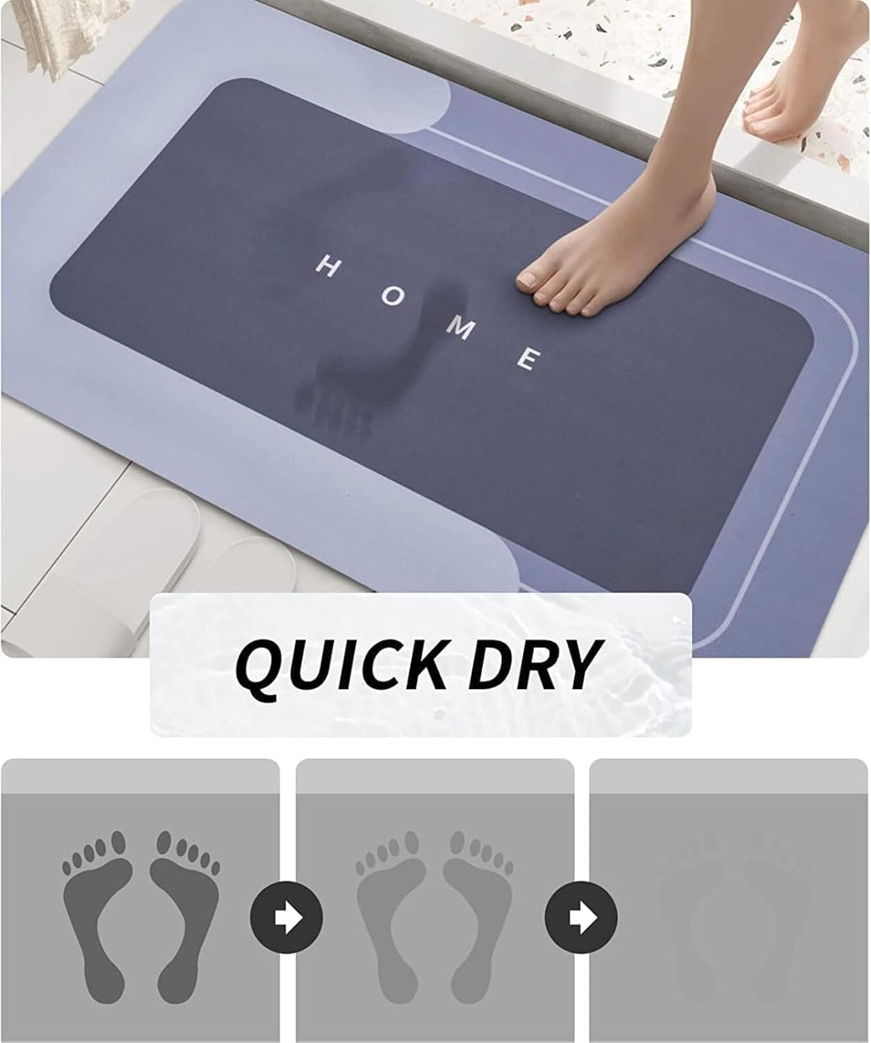 Best Quality Quick-Dry Non-Slip Home Mat – Absorbent, Washable Square Floor Mat for Bathroom, Kitchen & Entryway - Random Color