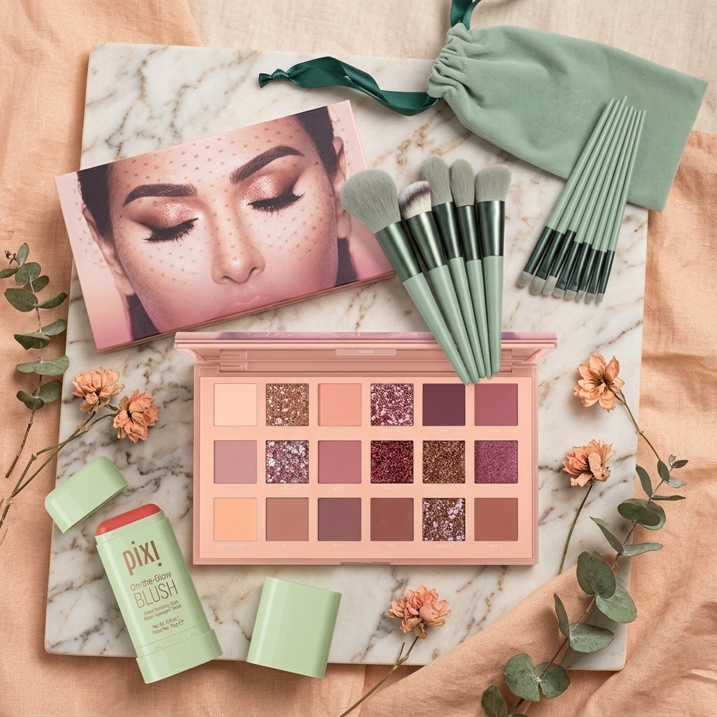 3-in-1 Makeup Combo Set – Blush Stick + 18 Color Eyeshadow Palette + 13 PCS Makeup Brushes Kit - Image 2