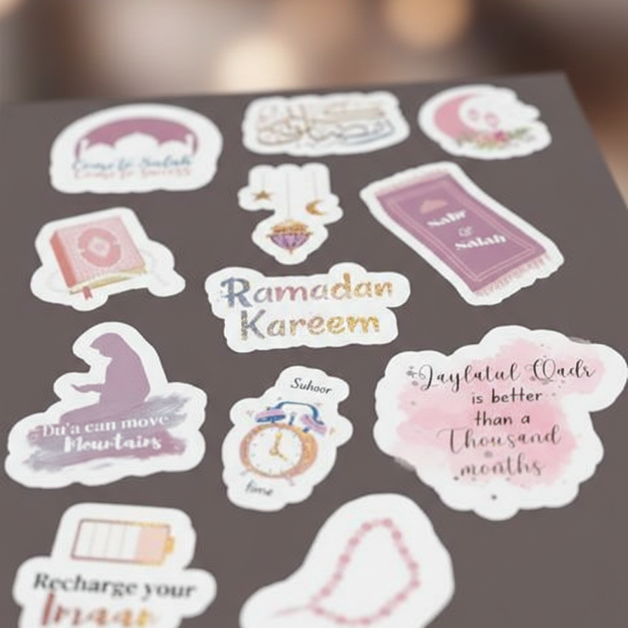 Ramadan Mubarak Sticker Pack – 12 Uncut Decorative Stickers - Image 5