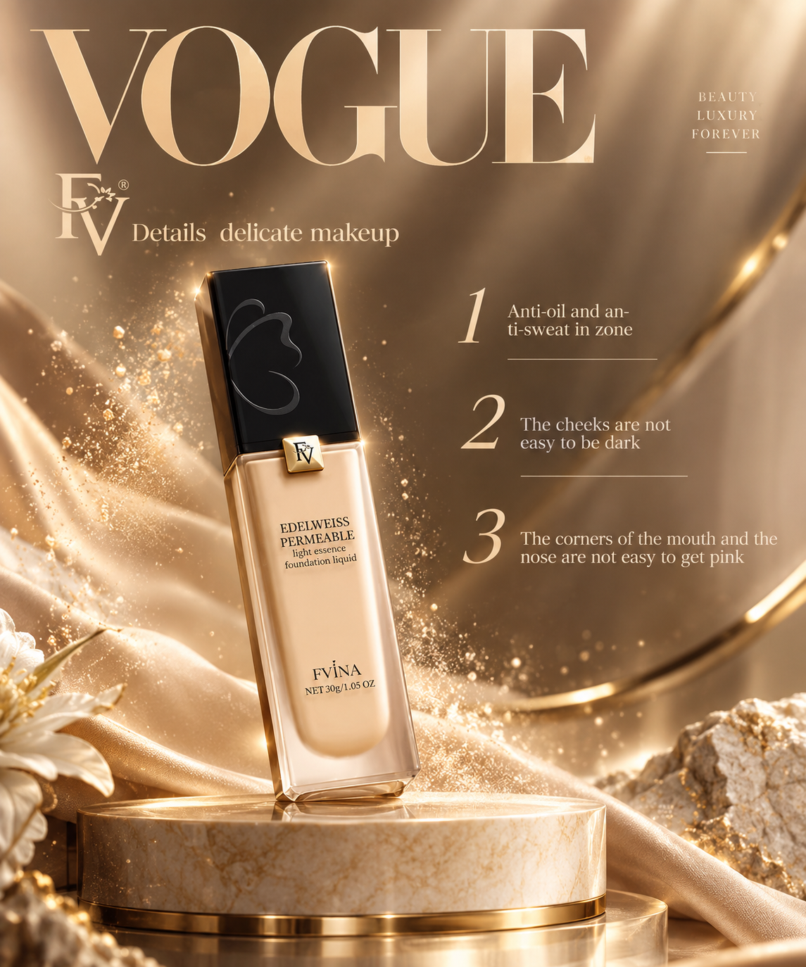 1 PCs FV Edelweiss Permeable Light Essence Foundation Liquid - Image 7