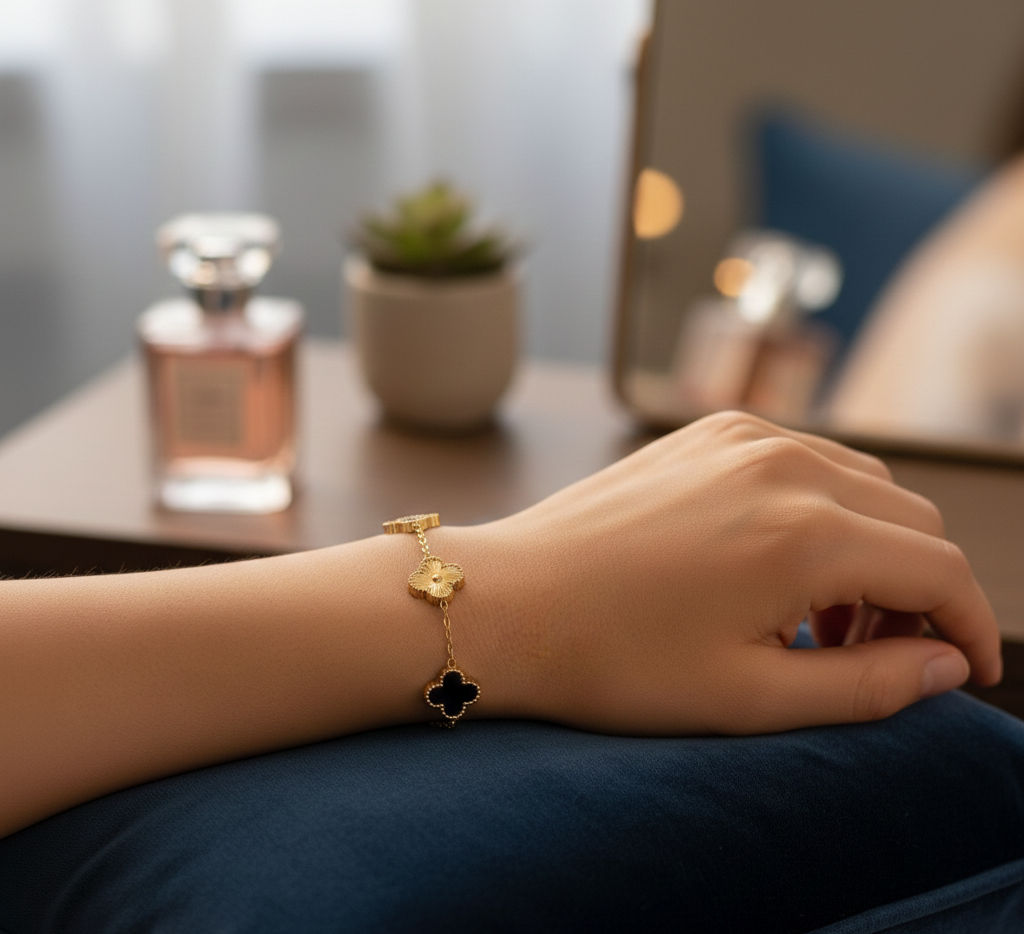QXT-134 Clover 2-in-1 Bracelet – Stainless Steel | Versatile & Stylish Accessory - Image 2