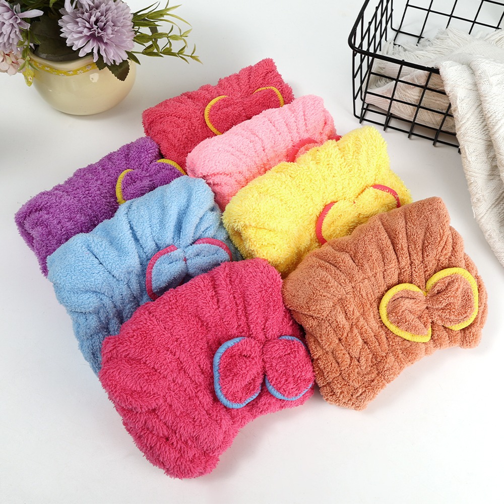 Soft Microfiber Flower Cap Towel for Women – Quick Dry Hair Wrap with Cute Bow Design, Super Absorbent Shower & Bath Turban for Smooth, Frizz-Free Hair (Random Color) - Image 4