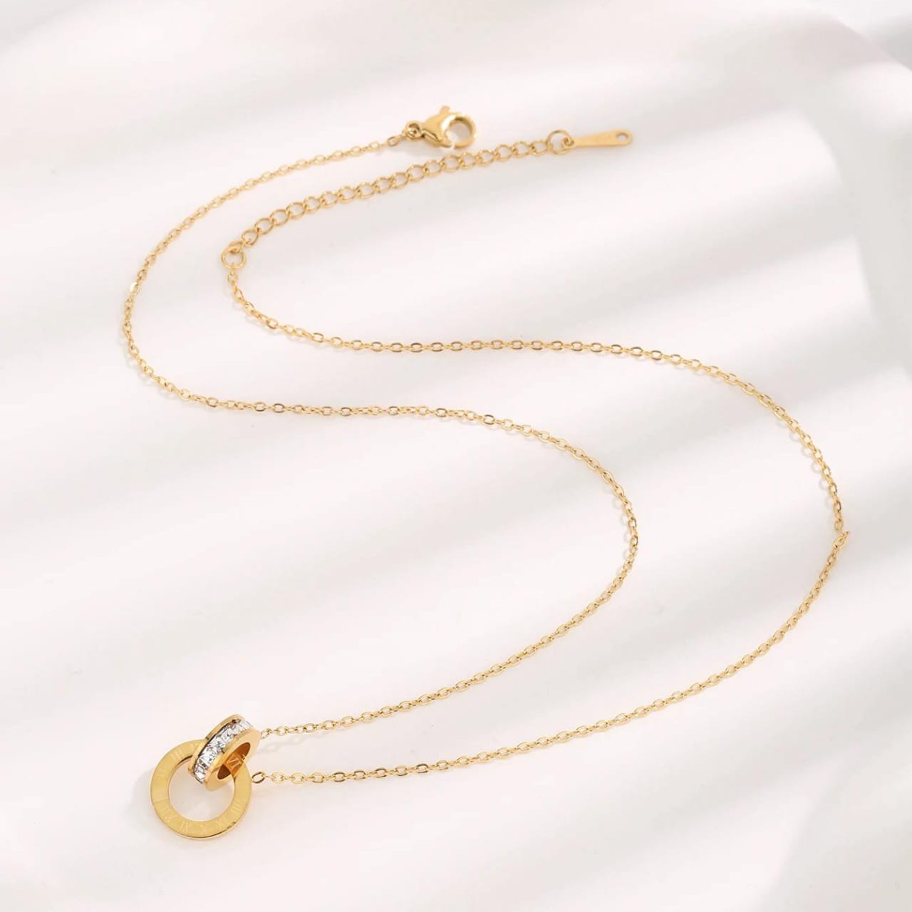 QCT-175 Roman Circle Stainless Steel Necklace – Elegant Jewellery, Stylish Accessory for Women - Image 3