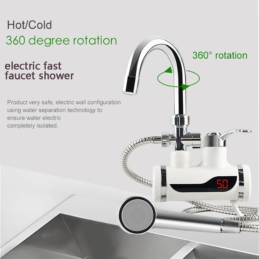 Instant Electric Hot Water Heater Faucet | With Hand Shower | Fast Heating & Easy Installation - Image 2