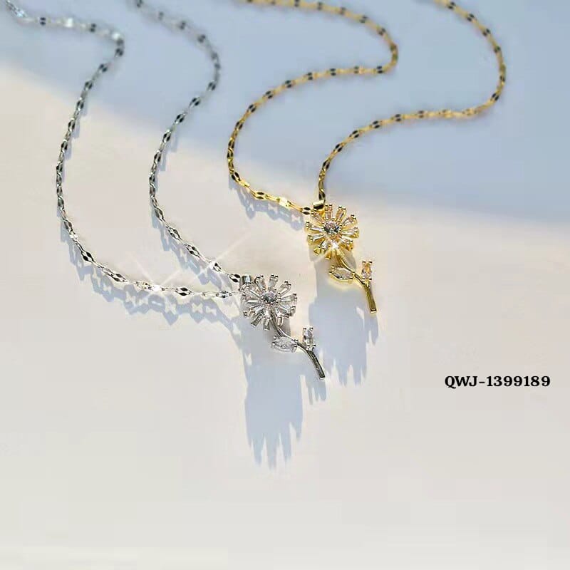 Flower Rotation Pendant Necklace – Golden | Premium China Quality | QWJ-189 - Image 4