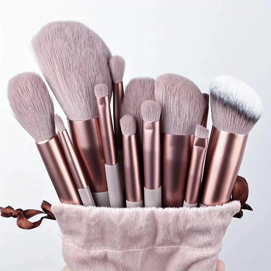 13 Piece Makeup Brush Set With Matching Storage Pouch Professional Soft Bristles For Blending Contouring And Daily Use | Random Color - Image 4