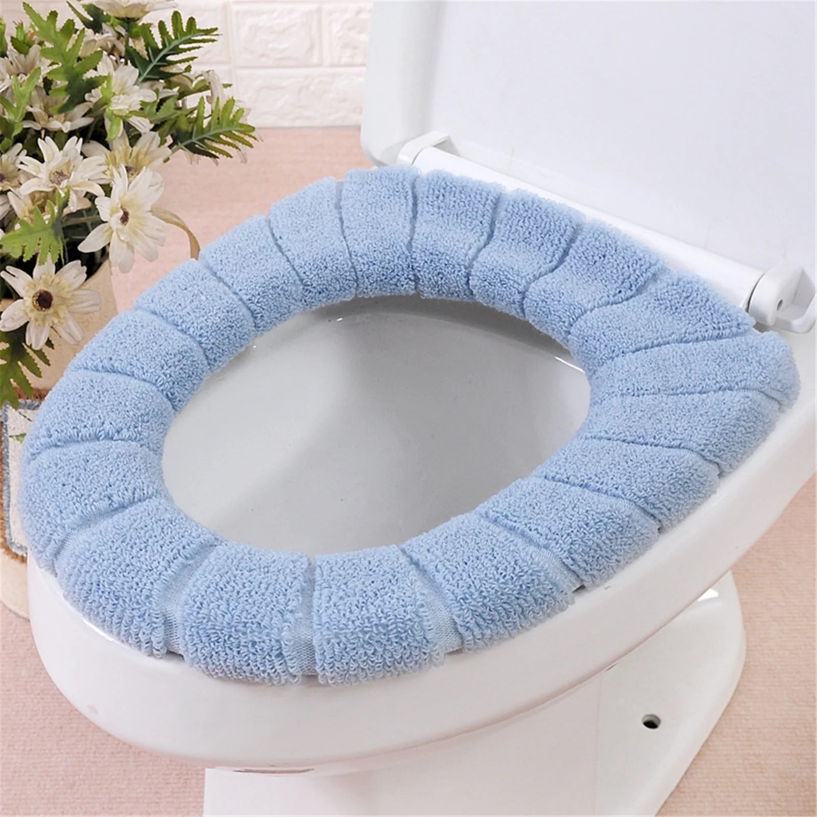Warm Washable Soft Coral Velvet Toilet Seat Cover | Random Colour | - Image 5